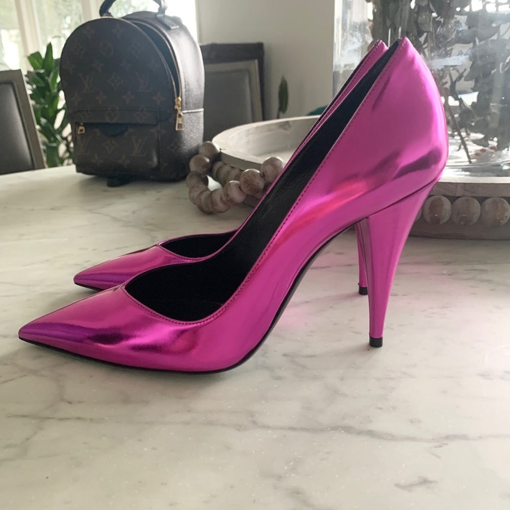 Saint Laurent Metallic Fuschia Pumps NWT